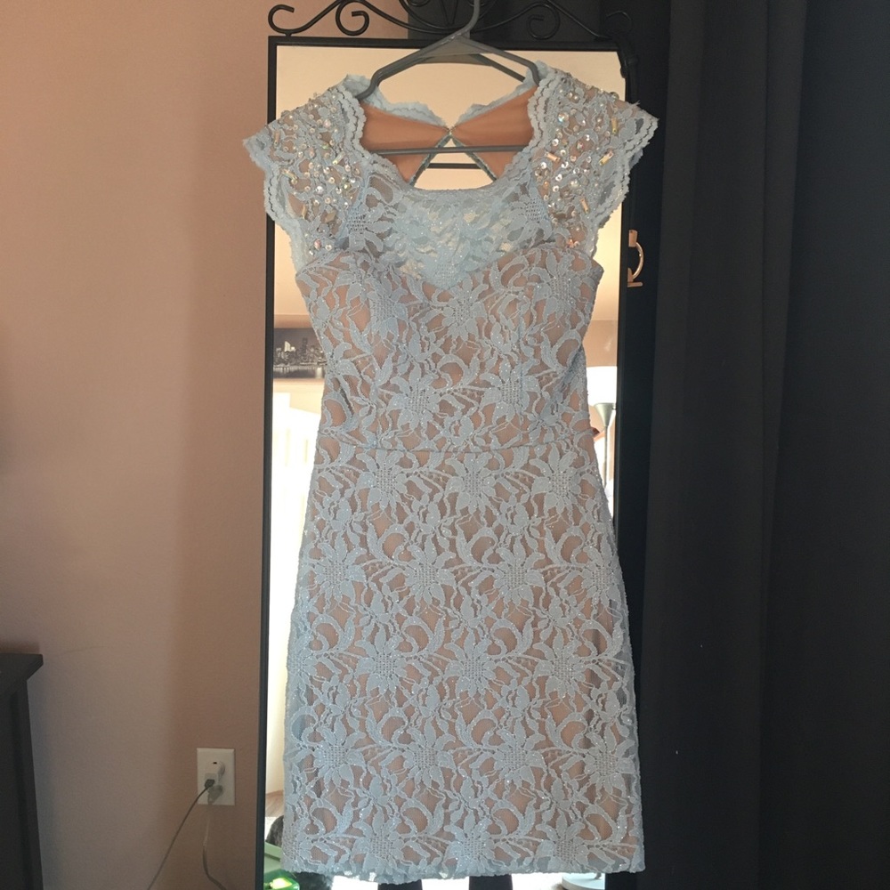Jodi Kristopher lace dress junior prom
